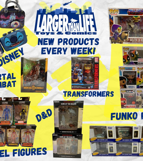 New Products JULY| Marvel Figures, Funko Pops, Disney Apparel | Larger Than Life Toys and Comics